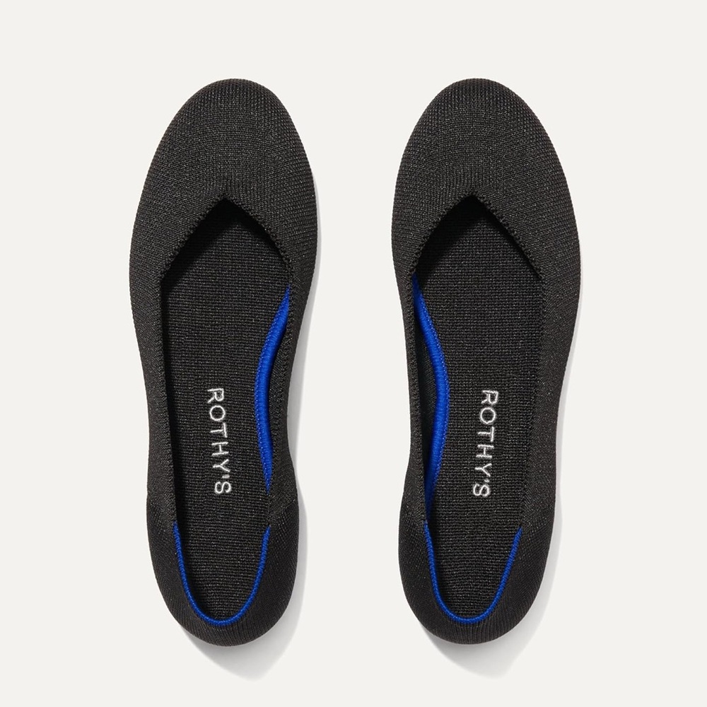 Rothy's Black Flats with Blue Highlights